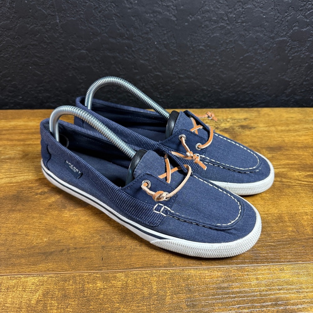 Sperry Lounge Away STS80681 Navy Blue Canvas Boat Shoe Womens Size 9 EU 40